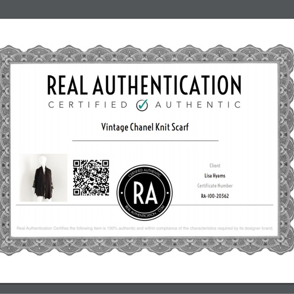 Chanel Shawl Scarf Chocolate Brown Knit Split Shawl Vintage 80s Rare with COA - Picture 8 of 8